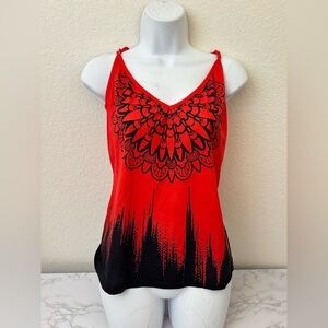 Paisley Tank Top Medium Red Black Sleeveless Pullover Adjustable Shirt​